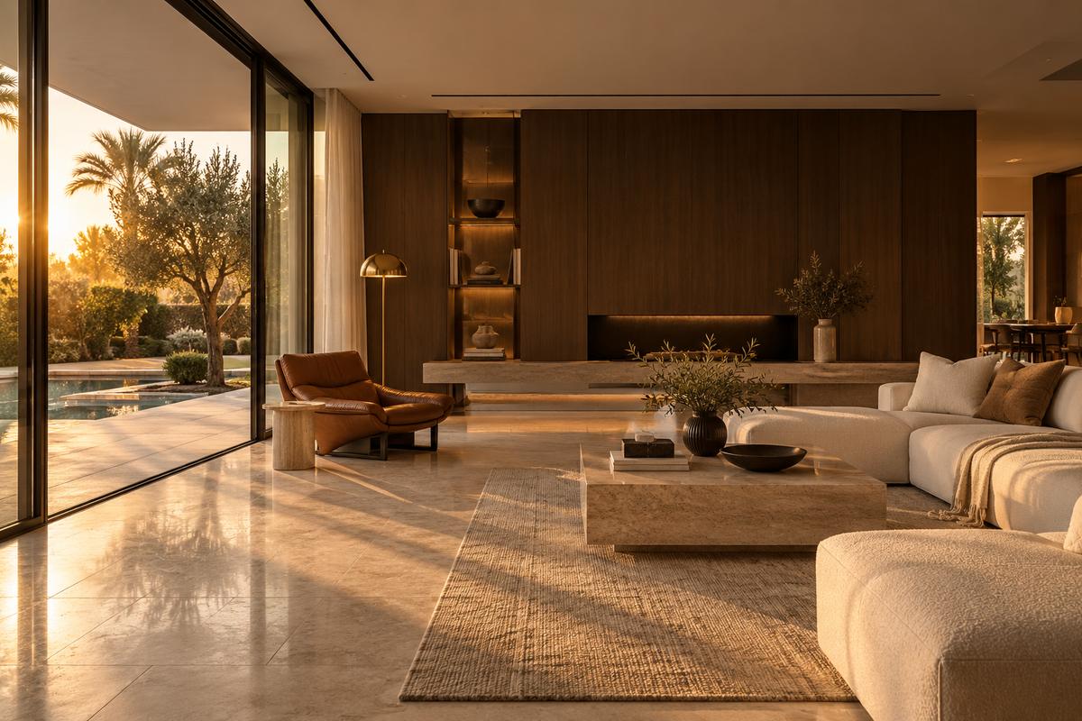 Renovated living room in a Dubai home by Oud & Oak Homes